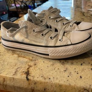 Silver glitter girls converse shoes